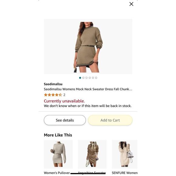 Sadoimallsu Women’s Mock Neck Sweater Dress – Size Small - Picture 7 of 8